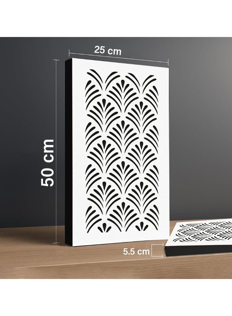 Acoustic Motion Acoustic diffuser panels 25x50x5.5 cm PALMORA design with Self-Adhesive,Sound Proof,Diffusion Panels for Home,Studio,Office,Wall art Foam+wood Boards For Acoustic Room Treatment,White,4 pieces - Image 2
