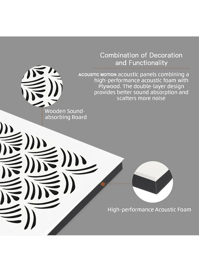 Acoustic Motion Acoustic diffuser panels 25x50x5.5 cm PALMORA design with Self-Adhesive,Sound Proof,Diffusion Panels for Home,Studio,Office,Wall art Foam+wood Boards For Acoustic Room Treatment,White,4 pieces - Image 3