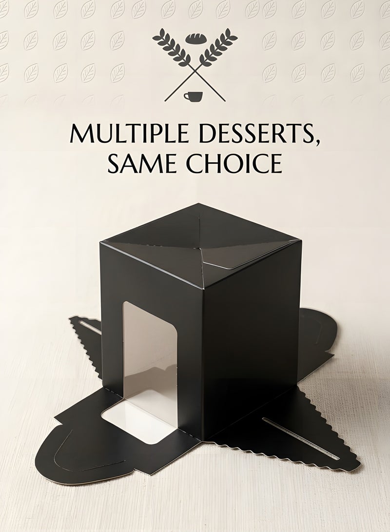 بيوينتي 25 قطعة من علب الكب كيك السوداء من انجويليكس، حوامل كب كيك فردية للاستعمال مرة واحدة، علب كب كيك سوداء مع نافذة 9.4 × 9.4 × 11.4 سم (3.7 × 3.7 × 4.5 انش) - Image 2