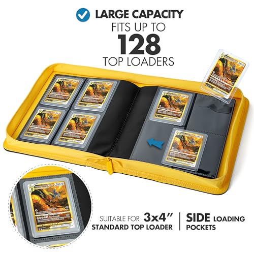 FunGuys Toploader Binder, Trading Card Binder Storage,128 4 Pocket Top Loader Pokemon Binder Collection for Yugioh, MTG, TCG, Card Folders for Trading Cards - Image 2