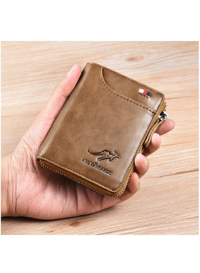 أيكس_كانغارو محفظة قصيرة للرجال مع سحاب وفتحات متعددة للبطاقات، حقيبة بطاقات متعددة الوظائف، محفظة رجالية مضادة للسرقة، هدية للرجال، هدية لرمضان للرجال，هدية للرجال خلال شهر رمضان. - Image 4