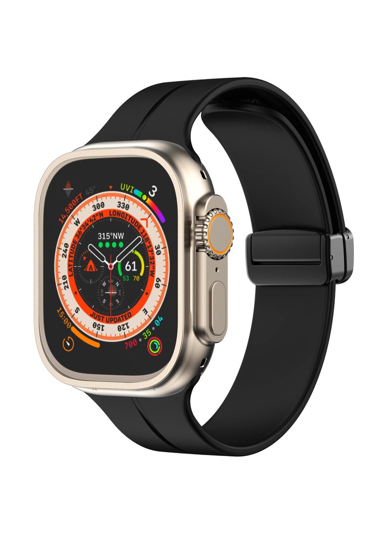 Generic - Magnetic Band for Apple Watch Ultra 49mm 45mm 44mm 42mm, Soft Silicone Sport Strap Men Women Compatible with iWatch Series 8/7/6/5/4/3/2/1/Ultra - Image 1