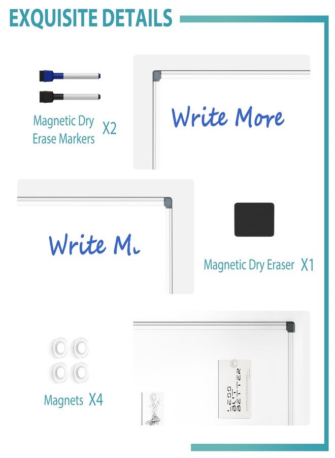Paporia 36"x24" White Board for Wall, Aluminum Frame Dry Erase Board, Hanging Magnetic Whiteboard with 1 Eraser & 2 Markers & 4 Magnets for Home, School, Office, Dorm Room, Classroom - Image 3