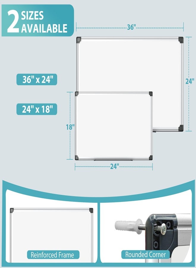 Paporia 36"x24" White Board for Wall, Aluminum Frame Dry Erase Board, Hanging Magnetic Whiteboard with 1 Eraser & 2 Markers & 4 Magnets for Home, School, Office, Dorm Room, Classroom - Image 2