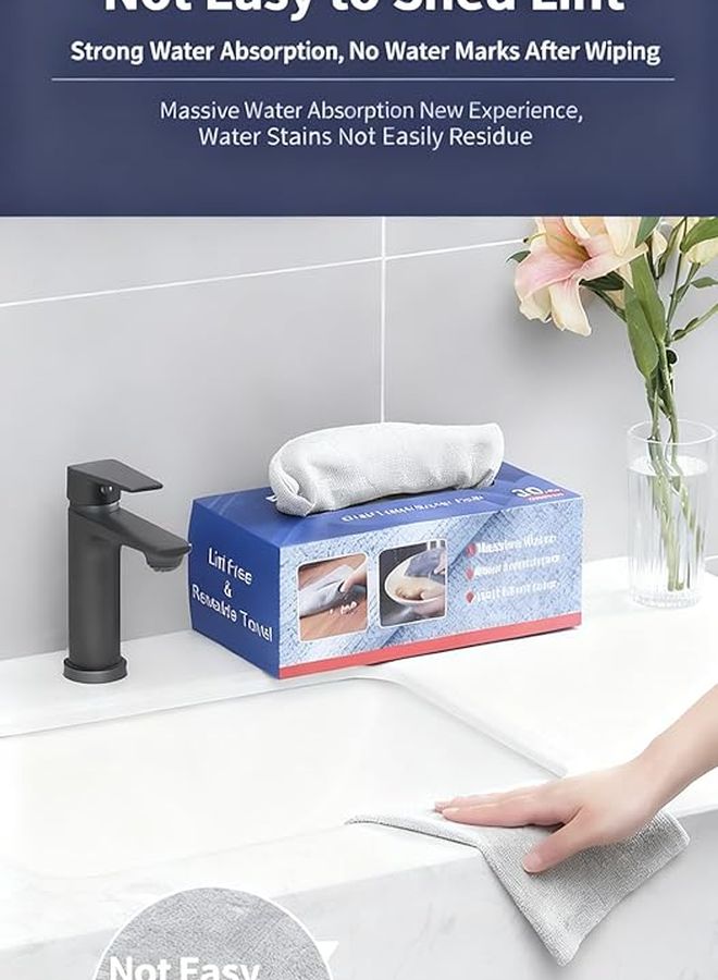 مناديل تنظيف رمادية قابلة للتخلص منها من ألياف فائقة النعومة 30 قطعة 28x28 - Image 4