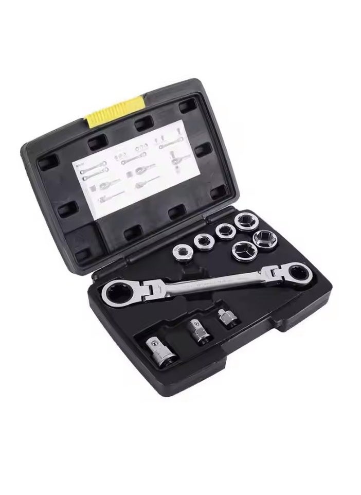 Generic - A set of 15 socket ratchet 40CRV chrome vanadium steel torque wrench extension drill bit auto repair tool kit, multi-function repair hand tool kit, double gauge socket ratchet wrench tool box, auto repair auto maintenance tool set - Image 1