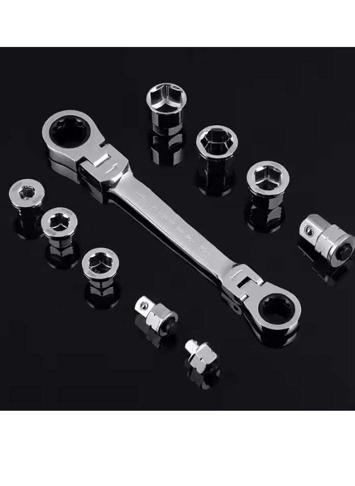 Generic - A set of 15 socket ratchet 40CRV chrome vanadium steel torque wrench extension drill bit auto repair tool kit, multi-function repair hand tool kit, double gauge socket ratchet wrench tool box, auto repair auto maintenance tool set - Image 1