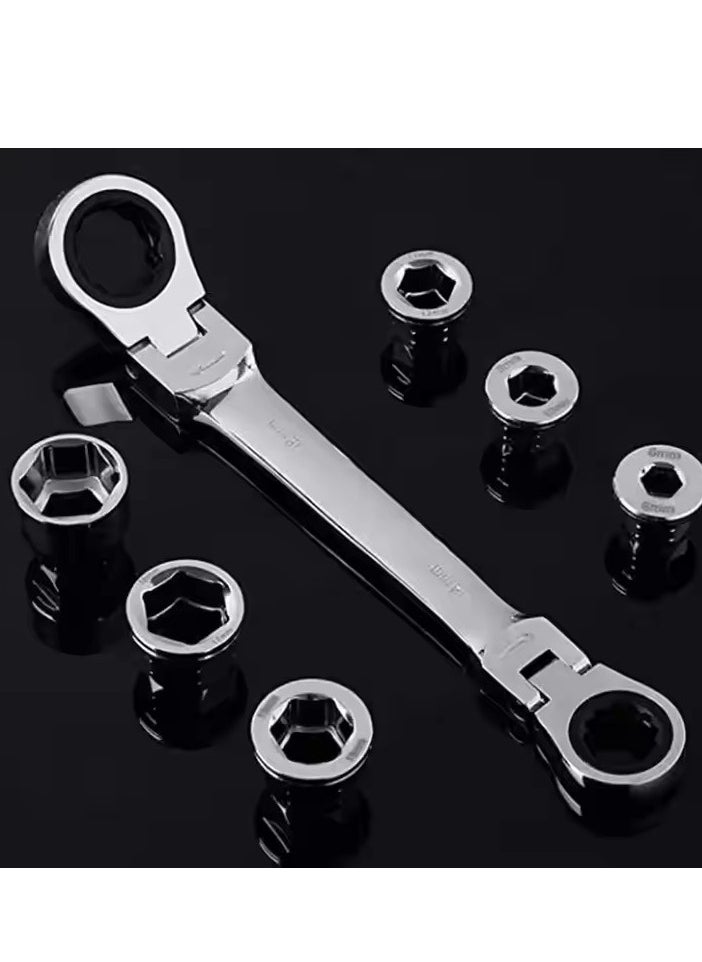 Generic - A set of 15 socket ratchet 40CRV chrome vanadium steel torque wrench extension drill bit auto repair tool kit, multi-function repair hand tool kit, double gauge socket ratchet wrench tool box, auto repair auto maintenance tool set - Image 1