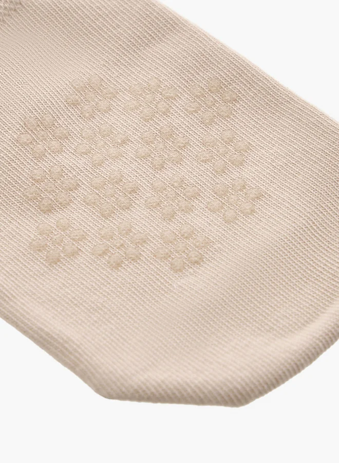 Celeste TAN Floral Textured No Show Socks - Set of 3 for Women | Best Price UAE