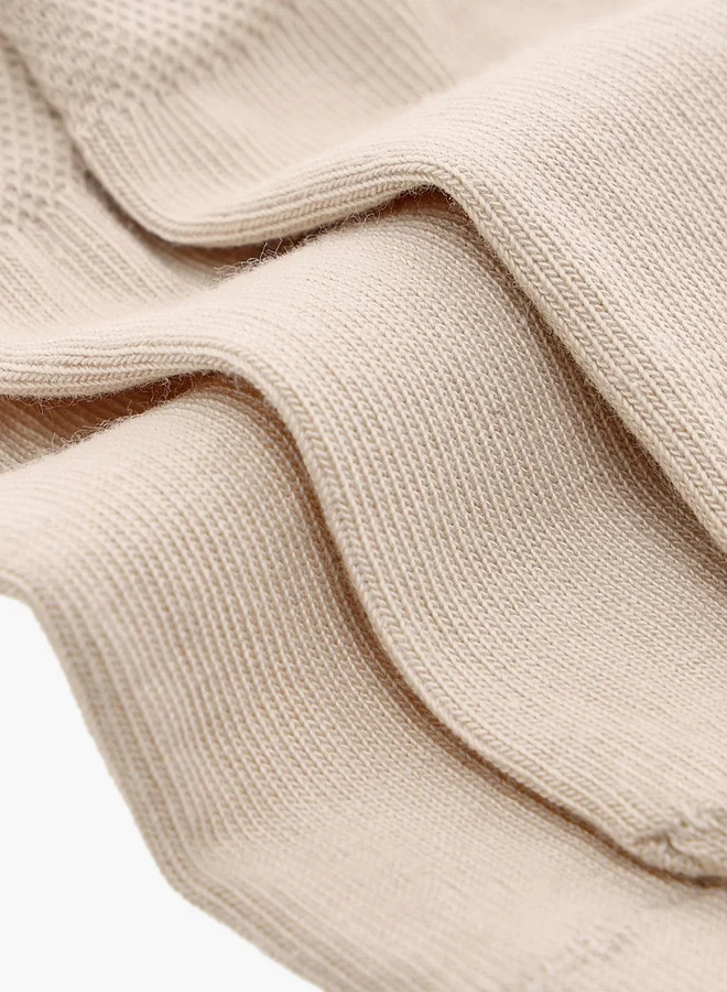 Celeste TAN Floral Textured No Show Socks - Set of 3 for Women | Best Price UAE