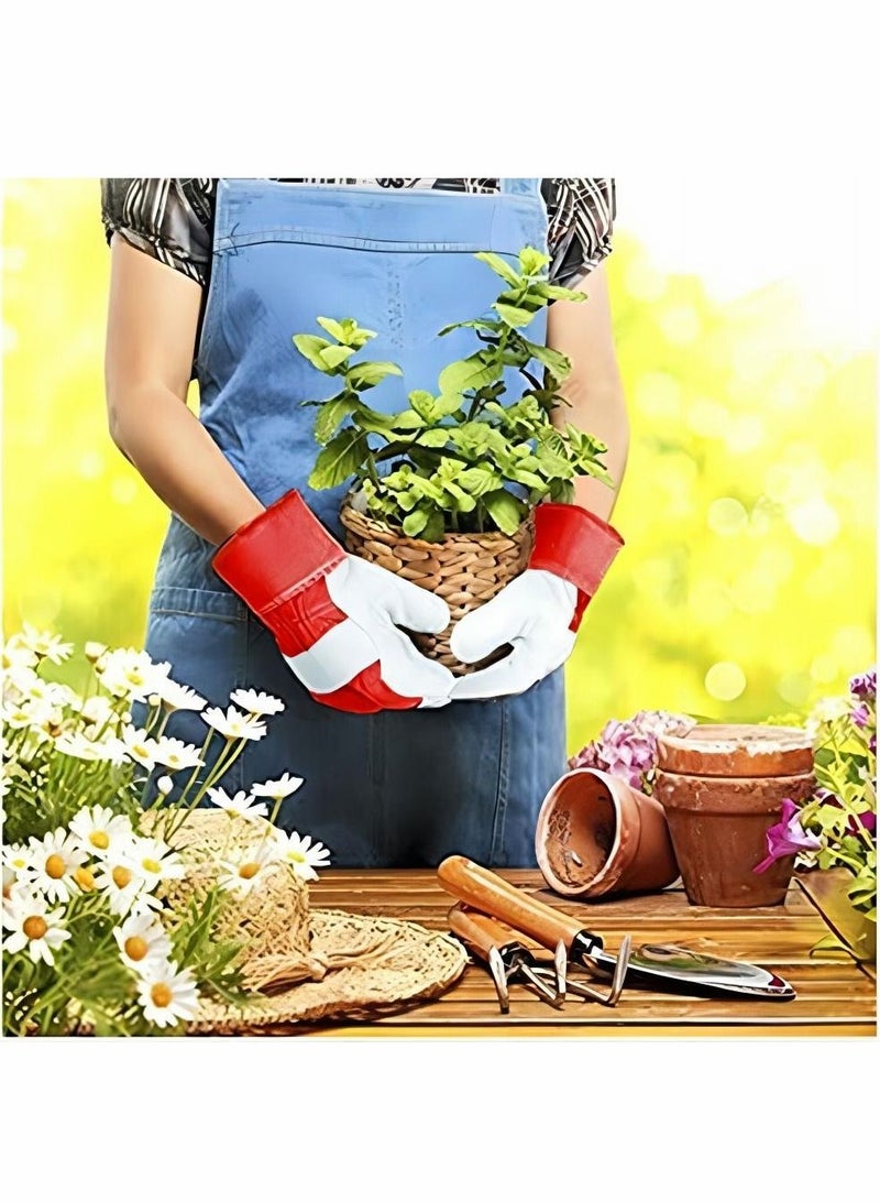 Excefore Heavy Duty Gardening Gloves, Garden Gloves Thorn Proof Leather Work Gloves Strong for Garden Tools Pruning Shears Bricklaying, Ladies and Men (One size, Green, 1 Pairs)  - Image 3