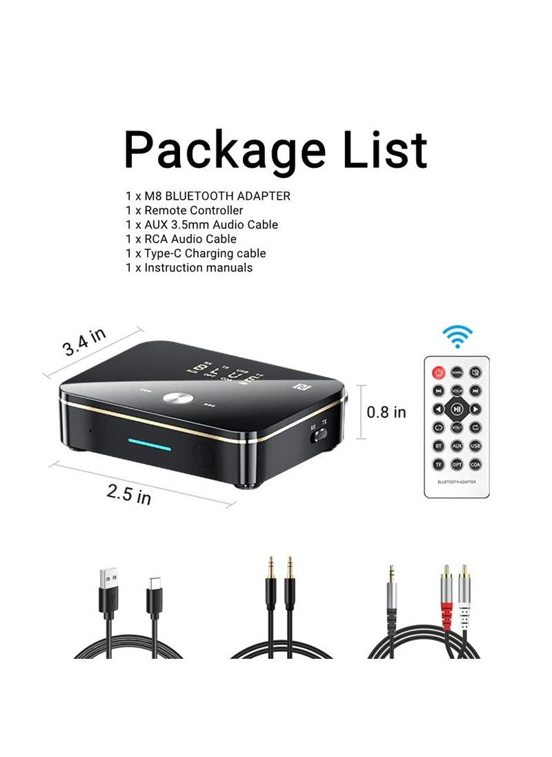Generic - 2-in-1 Bluetooth 5.0 Audio Receiver & Transmitter with Remote, Hi-Fi Adapter for Home & Car Stereo, Supports 3.5mm, RCA, COAXIAL, Optical, NFC, AptX-LL for AV Receiver & Amplifier. - Image 1