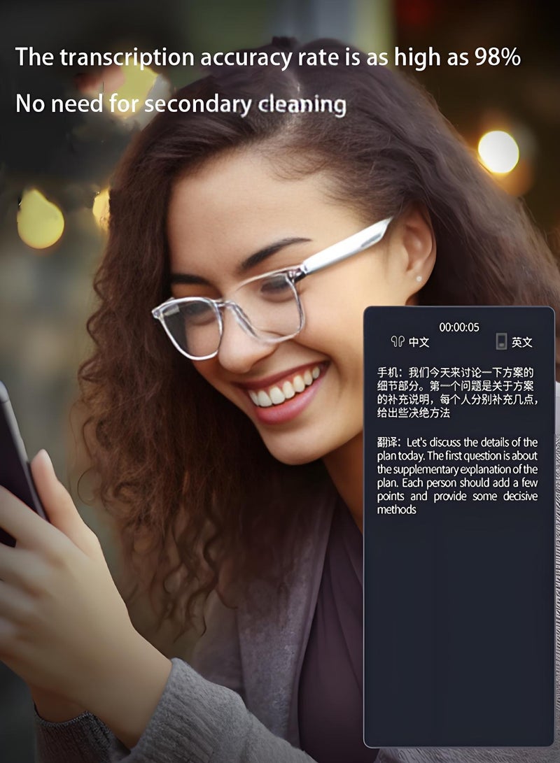 هيونداي نظارات هيونداي الذكية بتقنية البلوتوث - نظارات شمسية م polarized مع حماية من الأشعة فوق البنفسجية للرياضات الخارجية، نظارات ترجمة ذكية مزودة بسماعات ومكبر صوت، تحكم صوتي، ترجمة إلى 144 لغة، دردشة ذكية، موسيقى، مساعد ذكي، وغيرها - اللون الأبيض - Image 5