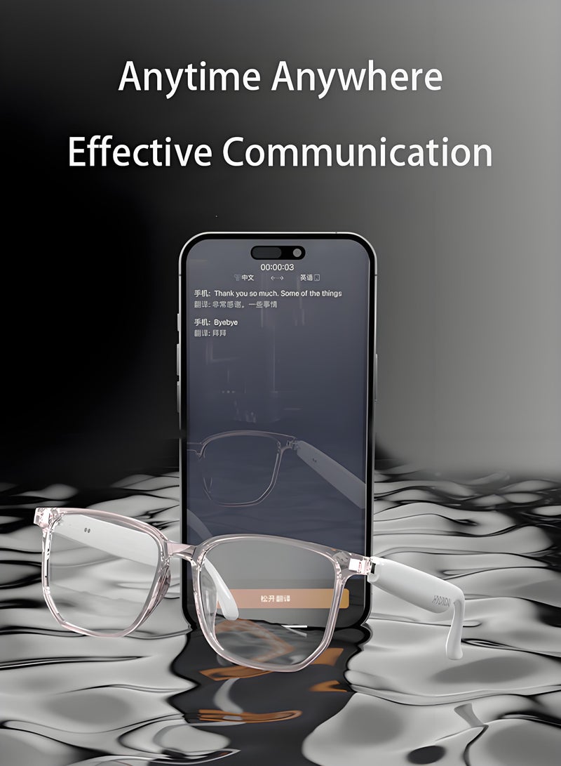 هيونداي نظارات هيونداي الذكية بتقنية البلوتوث - نظارات شمسية م polarized مع حماية من الأشعة فوق البنفسجية للرياضات الخارجية، نظارات ترجمة ذكية مزودة بسماعات ومكبر صوت، تحكم صوتي، ترجمة إلى 144 لغة، دردشة ذكية، موسيقى، مساعد ذكي، وغيرها - اللون الأبيض - Image 4