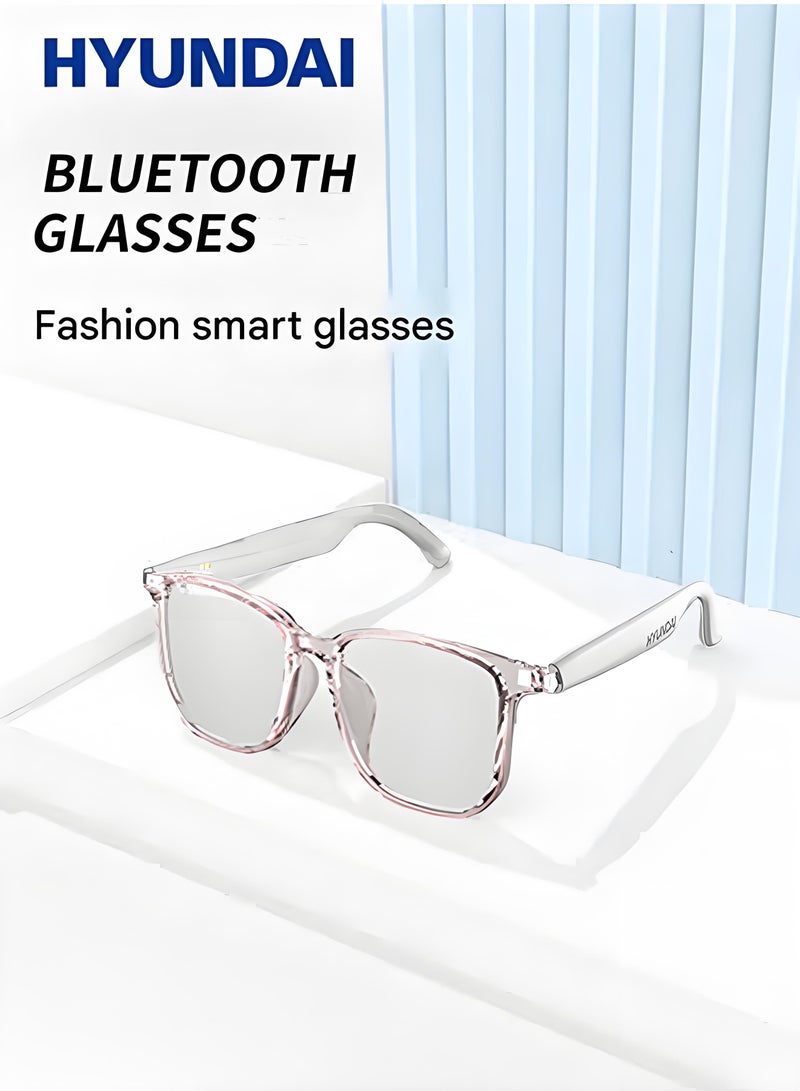 هيونداي نظارات هيونداي الذكية بتقنية البلوتوث - نظارات شمسية م polarized مع حماية من الأشعة فوق البنفسجية للرياضات الخارجية، نظارات ترجمة ذكية مزودة بسماعات ومكبر صوت، تحكم صوتي، ترجمة إلى 144 لغة، دردشة ذكية، موسيقى، مساعد ذكي، وغيرها - اللون الأبيض - Image 1