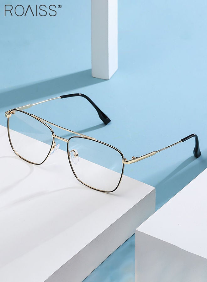 roaiss Blue Light Blocking Glasses Blue Light Filter Computer Reading Gaming TV Phones Oversized Eyeglasses Fashion Anti Eyestrain Headache Eyewear for Women Men Black Gold  - Image 3