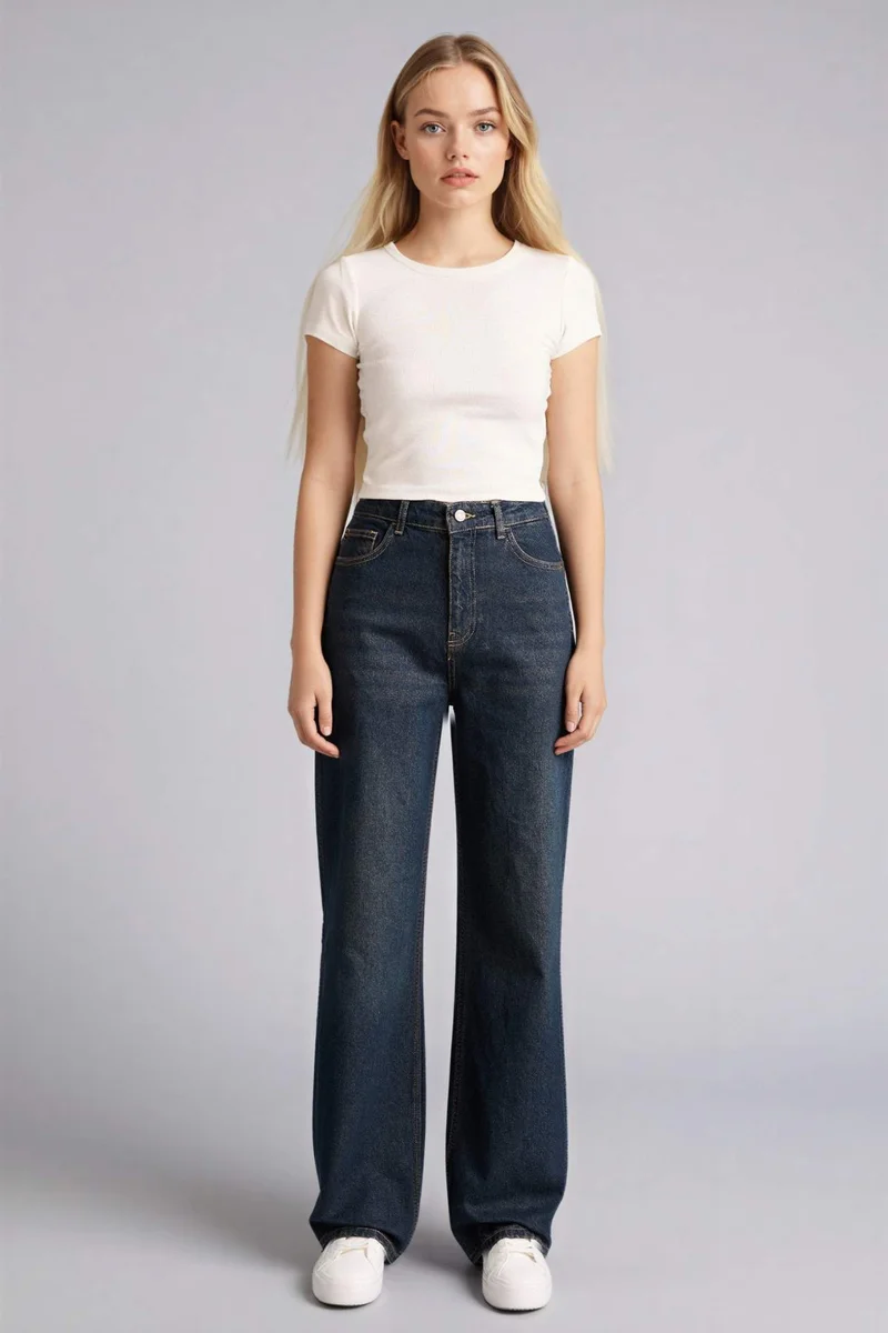 ديفاكتو 90's Wide Leg High Waist Long Washed Jeans