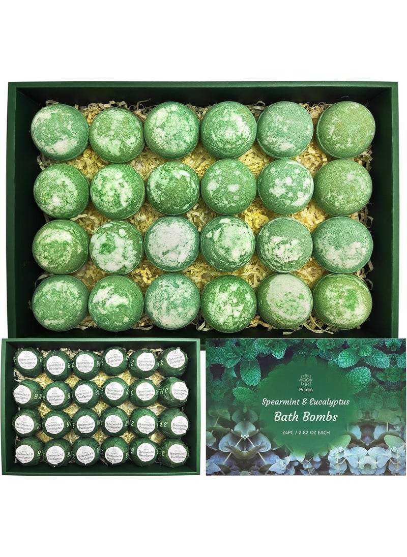 Purelis Purelis Handmade 24Pack Spearmint  Eucalyptus Bath Bombs  Natural Moisturizing Aromatherapy Bath Bombs for Men and Women 
