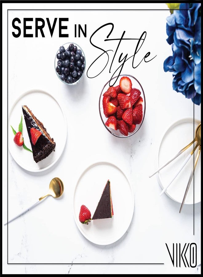 Vikko Salad Plate, Set of 6 White Plates, Bone China, Stackable 6.5 Inch Dessert Plates - Image 3