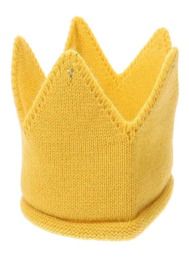 WRITWAA Baby Winter Knitted Crown Hat Soft Stretchy Warm Headband for Girls and Boys Toddler Party Photo Props Yellow - Image 1