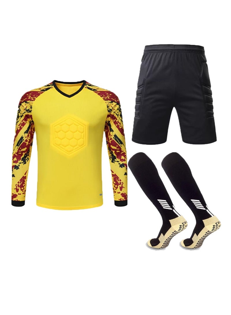 Aikanbo 3-Piece Soccer Goalkeeper Kit，Including a Padded Long-Sleeve Jersey，Padded Shorts，And Non-Slip Soccer Socks，Breathable Goalkeeper Gear Suitable For Both Training And Matches - Image 1
