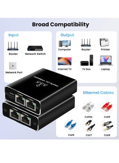 Excefore Ethernet Splitter High Speed, Ethernet Splitter 1 to 3 High Speed 1000Mbps, with USB Power Cable, LAN Splitter for Cat 5/5e/6/7/8 Cable (Supports 3 Devices Working Simultaneously)  - Image 3