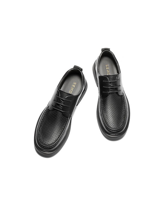 Senda a Casual Leather Shoes For Men, Cowhide Soft Upper Slip-on Loafers, Business Formal Shoes Jdz03dm4 Light Black 44 - Image 4
