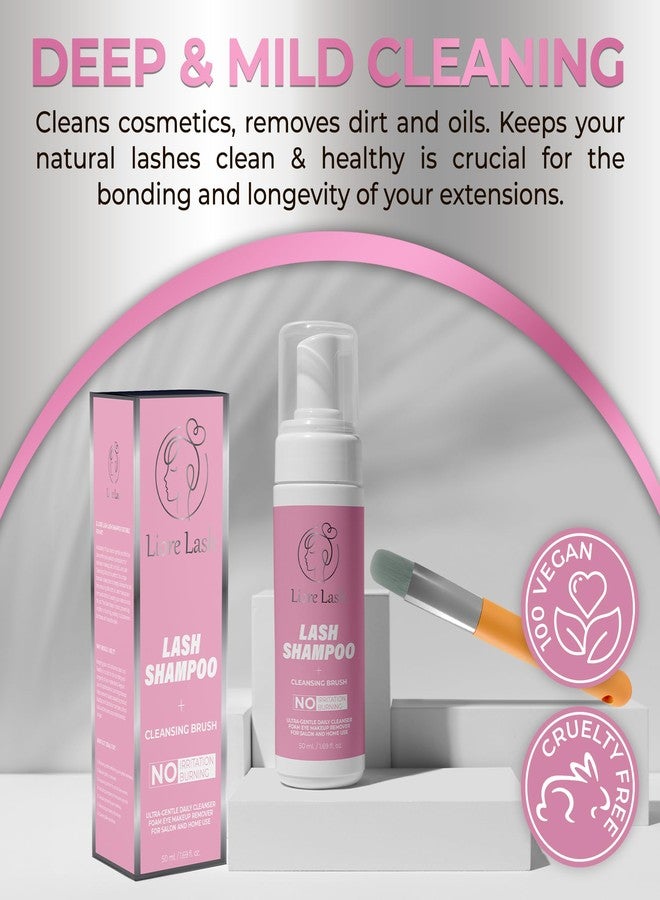 LIORE LASH Eyelash Extension Shampoo/ Gentle Foam Cleanser for Lash Extensions & Natural Lashes (Shampoo + Lash Brush) - Image 4