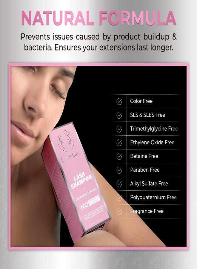 LIORE LASH Eyelash Extension Shampoo/ Gentle Foam Cleanser for Lash Extensions & Natural Lashes (Shampoo + Lash Brush) - Image 3