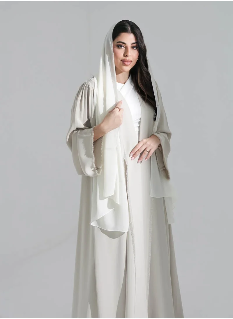 آرا Beige Abaya with Selvedge Craft