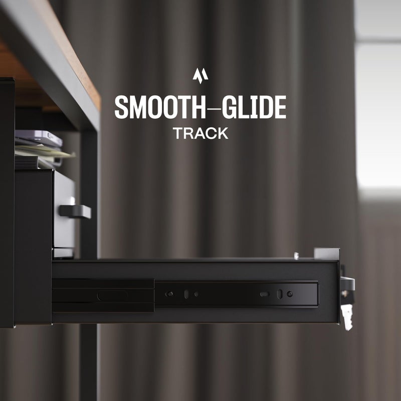 COREMINDED Under Desk Drawer Slide-Out â€“ Lockable Metal Storage Drawers with Cable Management for Office & Home (Double, Bracketed) - Image 4