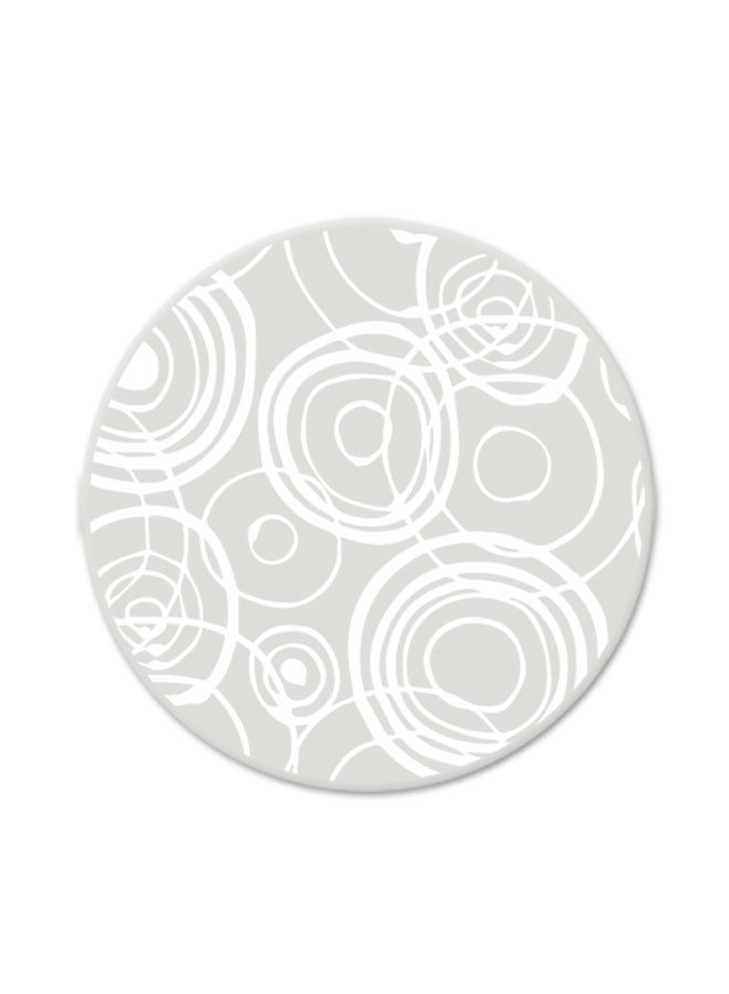 Creative 10cm Silicone Coasters Round Soft Jelly Anti-slip Heat Insulation Storage Rack Set Printed Wine Glass Coasters-Color:Beige Gray Annual Ring-Specifications:Diameter 9.8cm Thickness 0.3cm  - Image 1