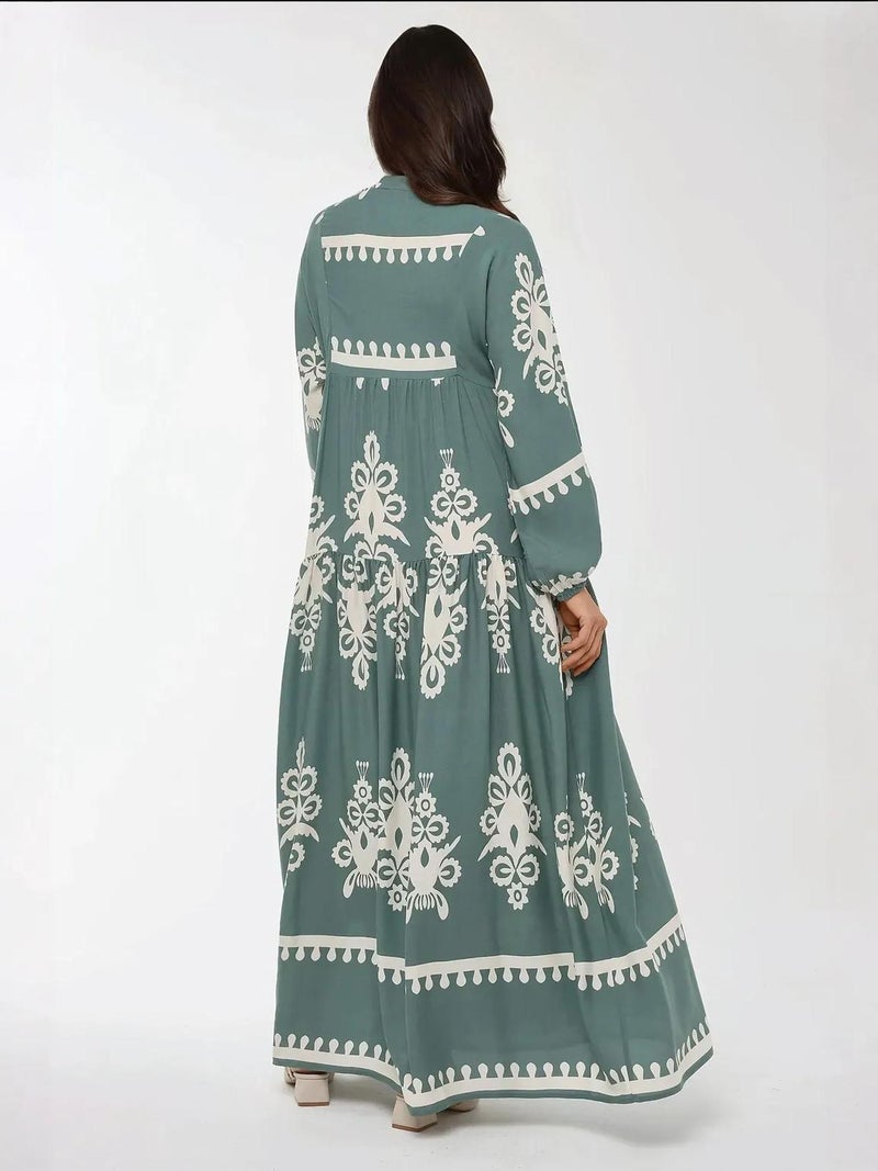HICCUP Printed Long Sleeve Viscose Maxi Dress - Image 2