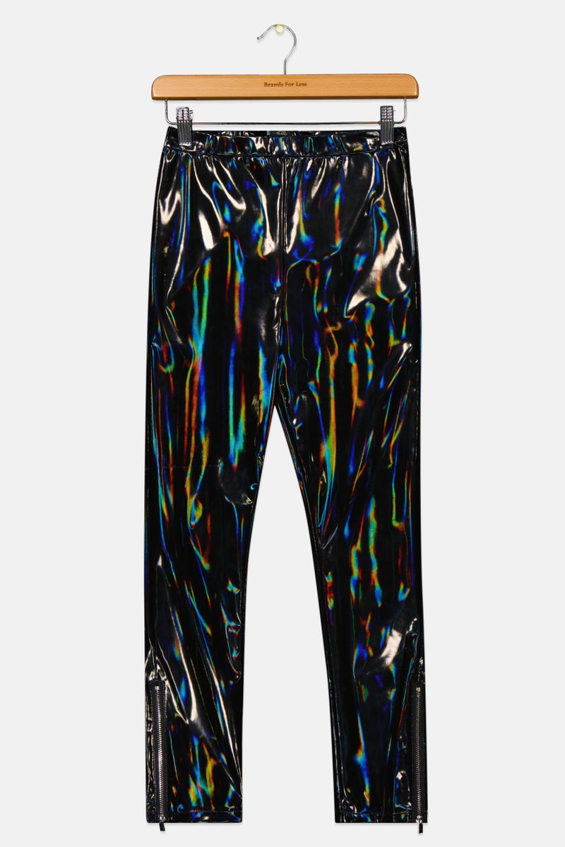 RIVER ISLAND Kids Girl Glossy Patent Vinyl Pants, Black  - Image 1