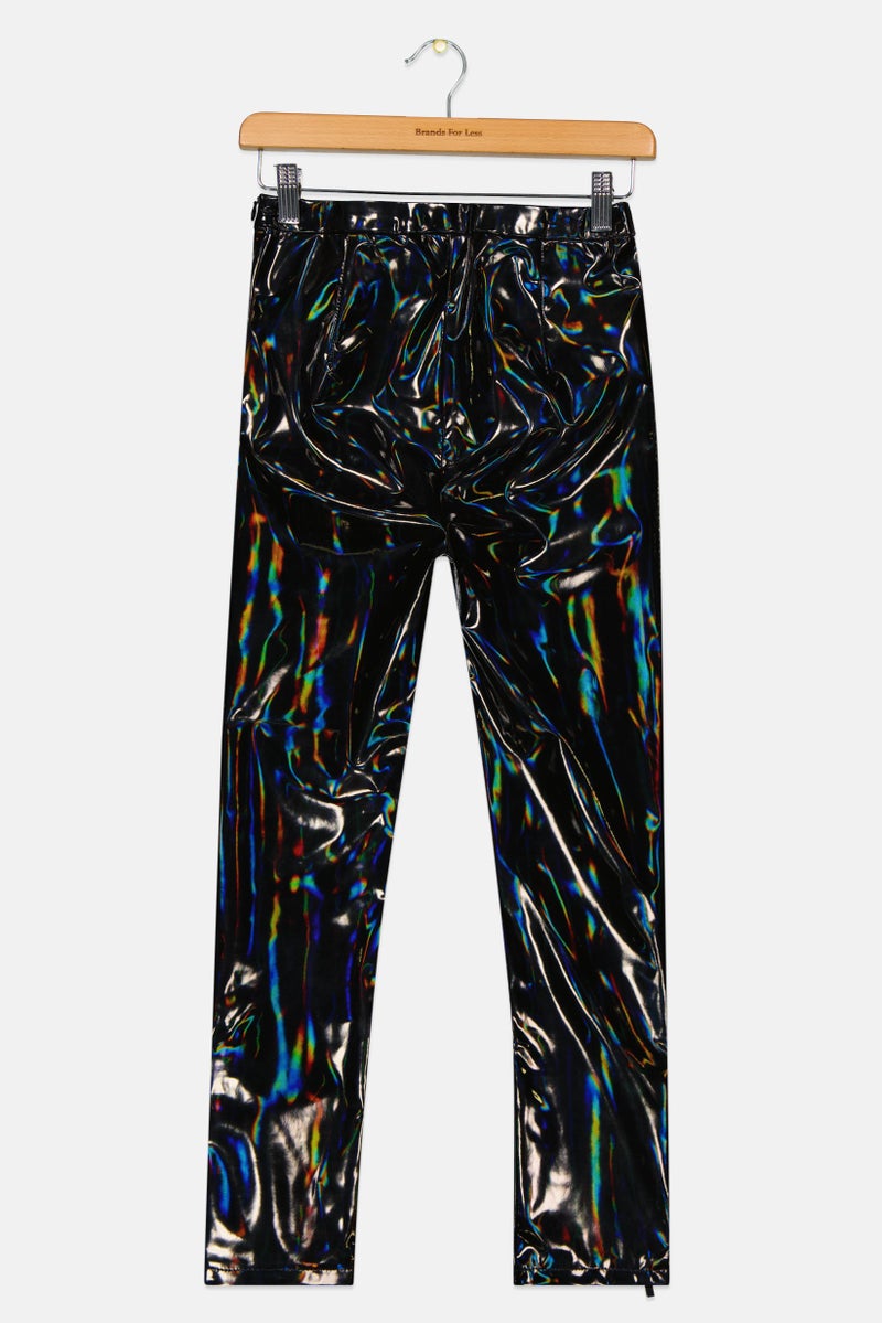 RIVER ISLAND Kids Girl Glossy Patent Vinyl Pants, Black  - Image 2