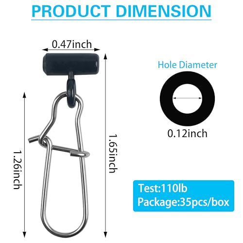 FUSIGO Fishing Line Sinker Slides Catfishing Rig, Saltwater Heavy Duty Sinker Weights Connector with Duo Lock Snaps - Image 2