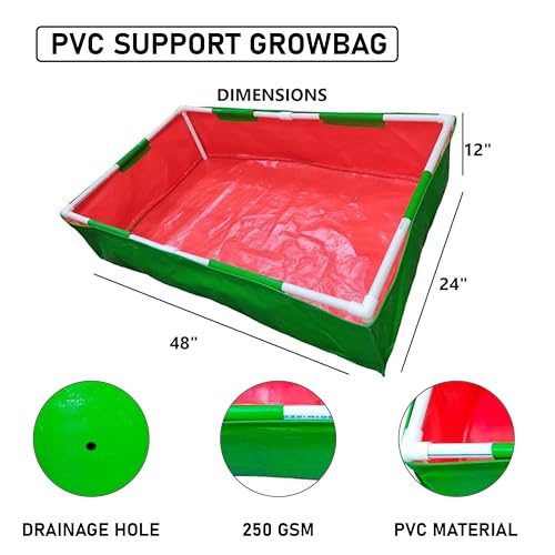MASHKI HDPE Rectangular growbag with PVC Pipe Supporting Home Kitchen Terrace Gardening Planter (24x48x12) - Image 3