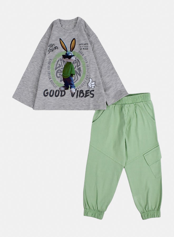 دريم طقم بيجامة أولادي قطن بطبعة باغز باني - Image 1