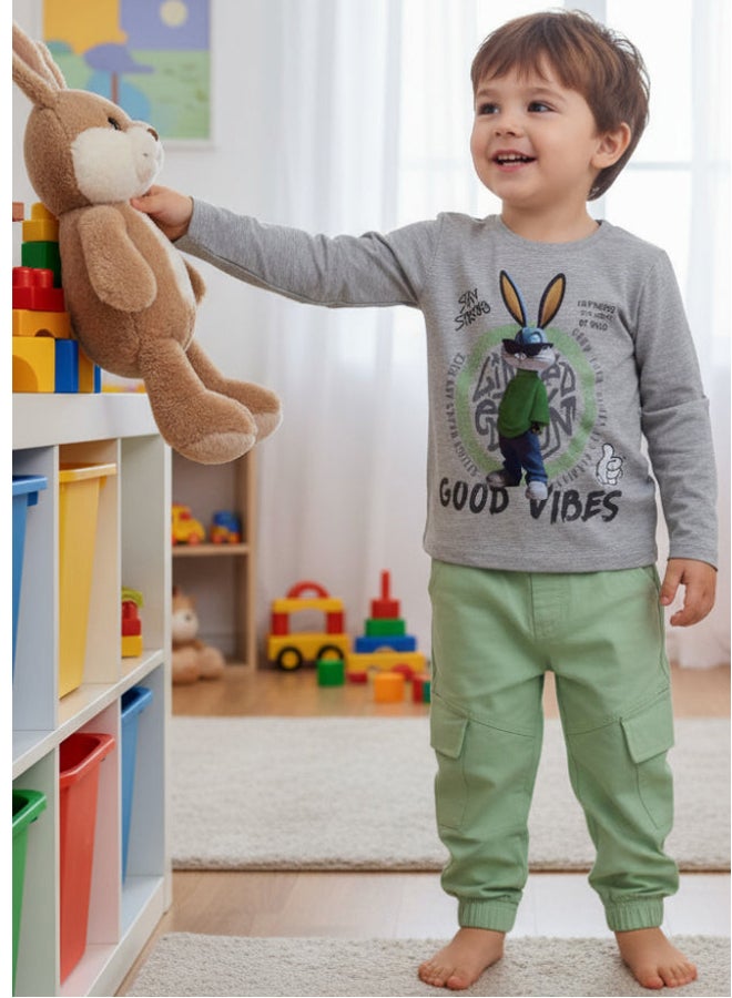 دريم طقم بيجامة أولادي قطن بطبعة باغز باني - Image 2