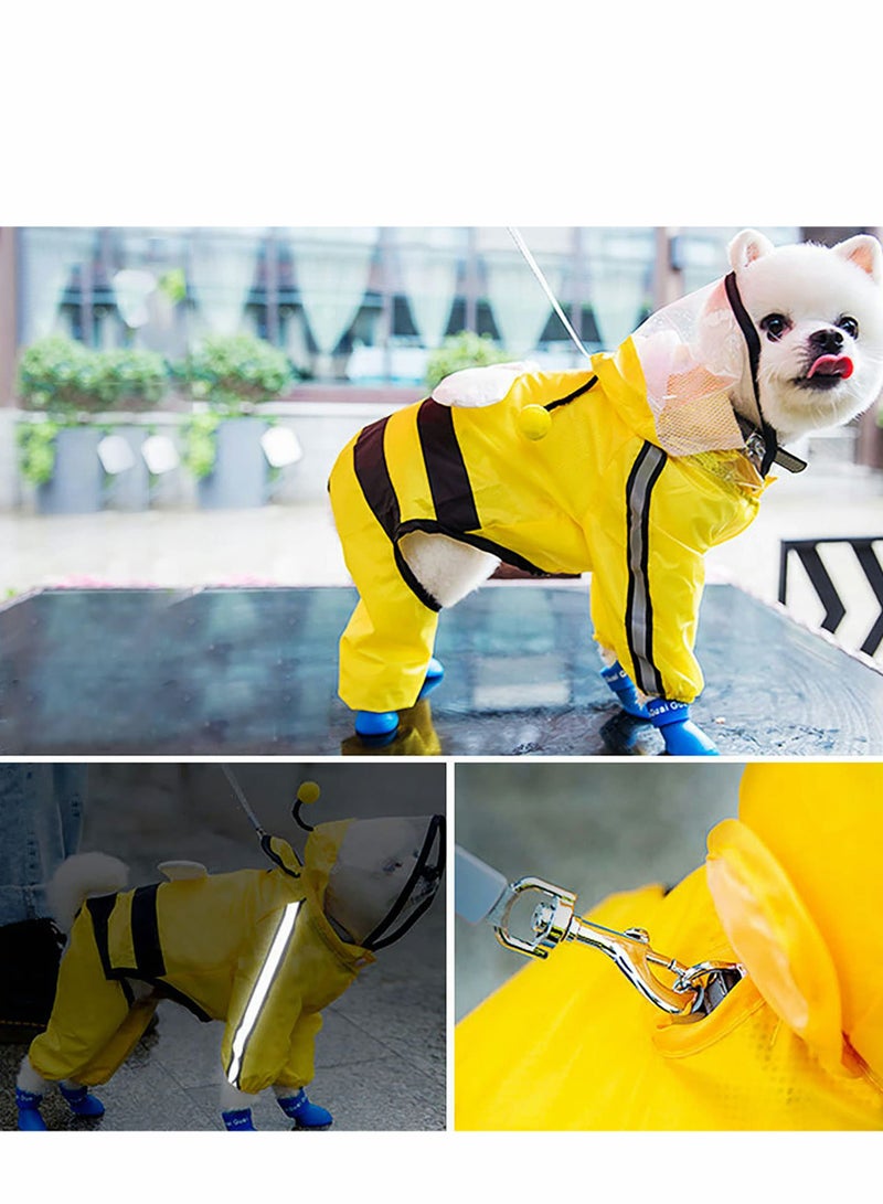 KASTWAVE Dog Raincoat,   Bee Shape Waterproof Hoodies Jacket Pet Raincoat, with Hooded Poncho And Reflective Strip, Lightweight Breathable Rain Poncho, for Corgi, Small Medium Dog Puppy  - Image 3