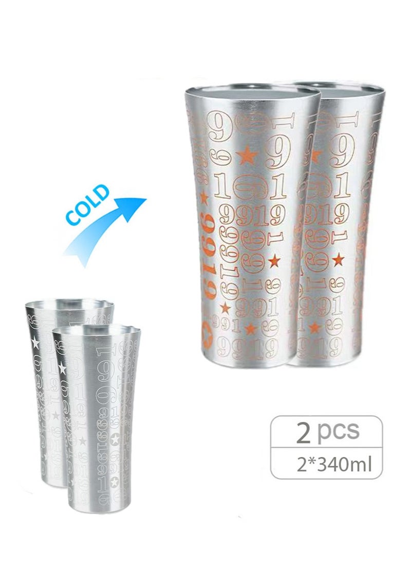 إزدنك كوب ألومنيوم متغير اللون من قطعتين، يتغير لون المعدن عند البرودة، كوب ألومنيوم سعة 340 مل، كوب مشروبات قهوة مثلجة قابل لإعادة الاستخدام - Image 1