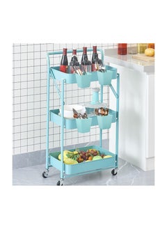 Y&D Hanging Cup Holder Rolling Cart Accessories, Multipurpose Trolley Basket Storage Container, Space Saving Makeup Organizers for Kitchen Home Decor, 8pcs, Blue  - Image 3