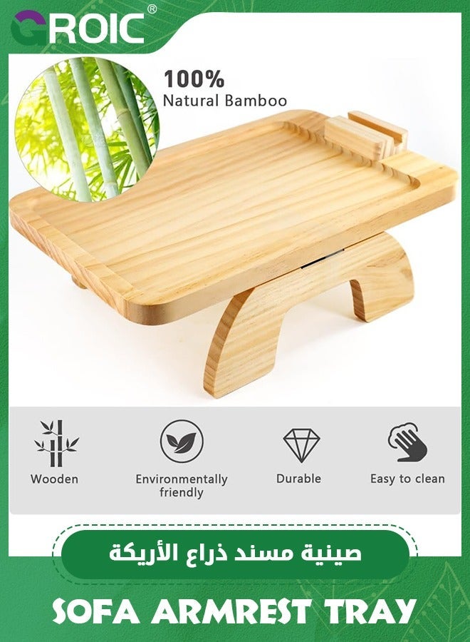 GROIC Sofa Armrest Tray, Couch Arm Tray Table Clip on Side for Wide Couch,Foldable with 360° Phone Holder,Couch Eating/Drinks/Snacks/Remote/Control - Image 4