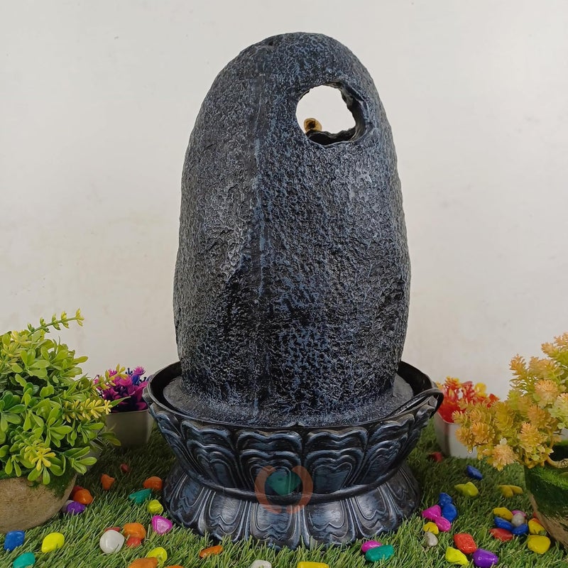 MERUPAM Merupam Shiva with Shivlinga Tabletop Water Fountain for Home Decor Multicolor LED Light Meditation Relaxing Indoor Decoration Water Fountain M27  - Image 4
