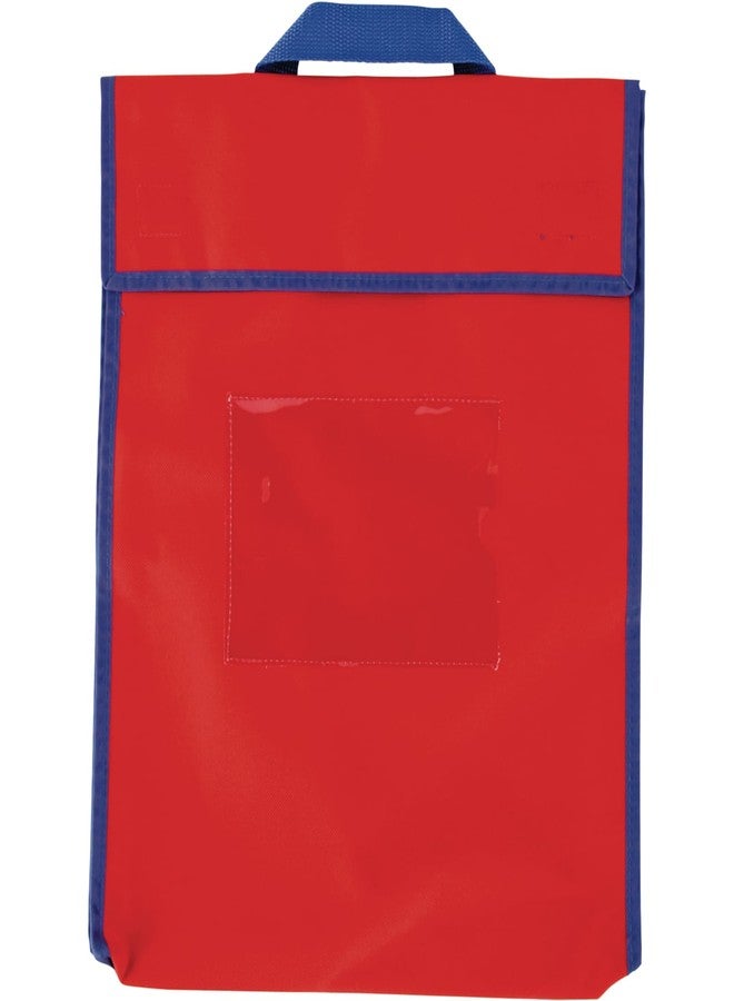 Really Good Stuff-666029 Store More Large Book Pouches - Send Home Books and Homework in Durable Fabric Book Bag - Stitched-On Handle, Clear Name Tag Pocket, Primary Colors, 12”x1”x15” (Set of 4) - Image 3
