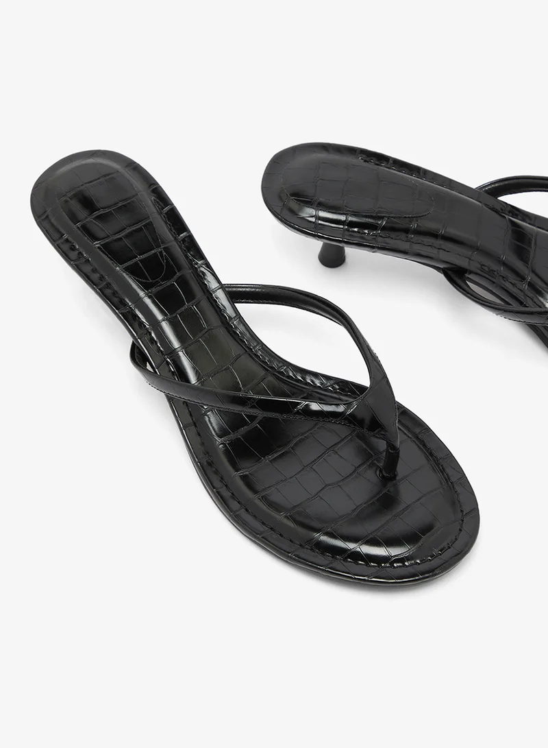 Truffle Black croc pu Suede Thong  Kitten Heel Sandals for Women | Best Price UAE
