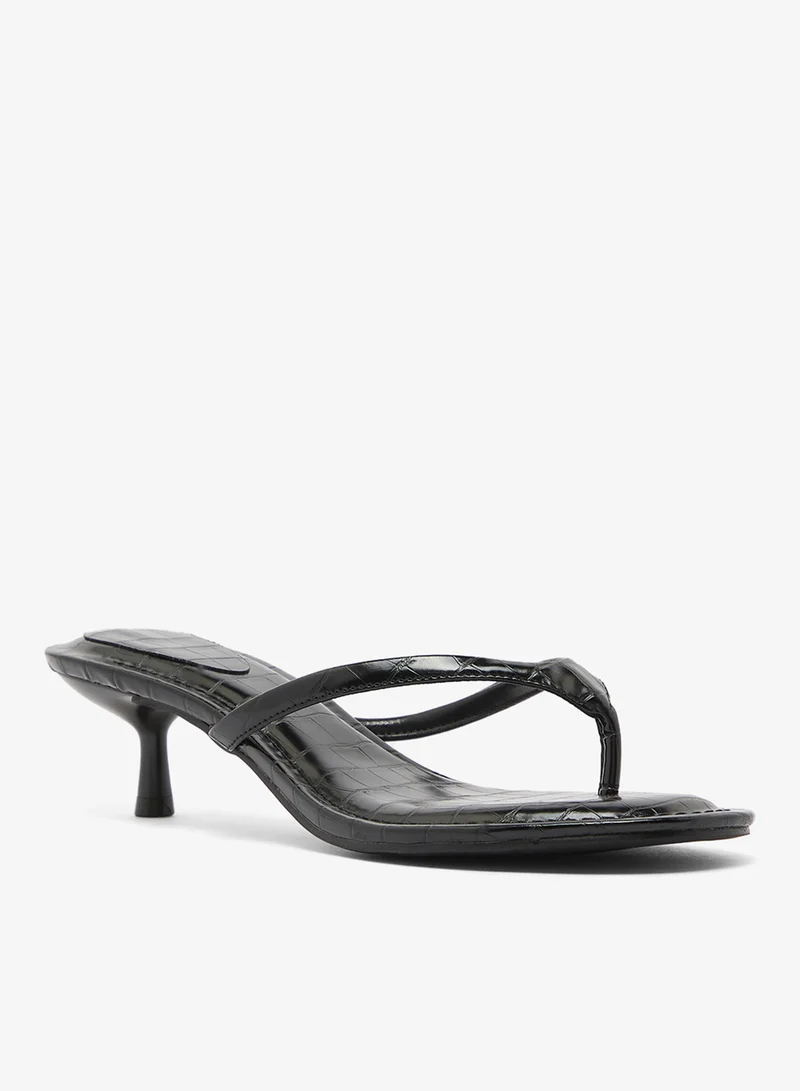 Truffle Black croc pu Suede Thong  Kitten Heel Sandals for Women | Best Price UAE