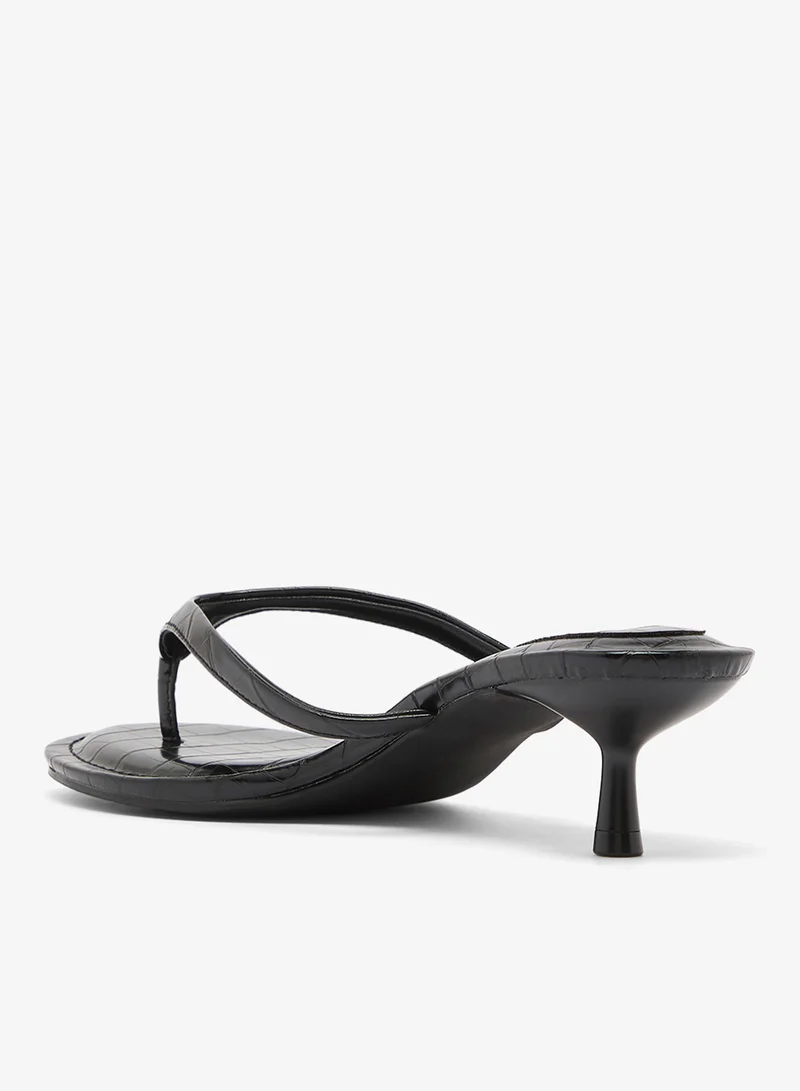 Truffle Black croc pu Suede Thong  Kitten Heel Sandals for Women | Best Price UAE