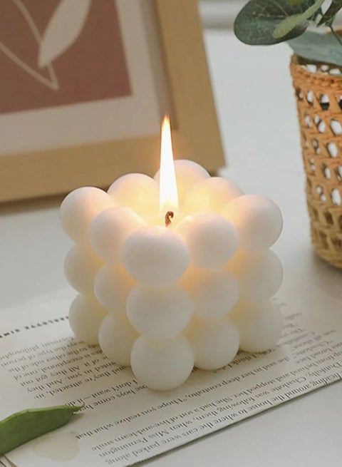 White Bubble Cube Soy Wax Candle