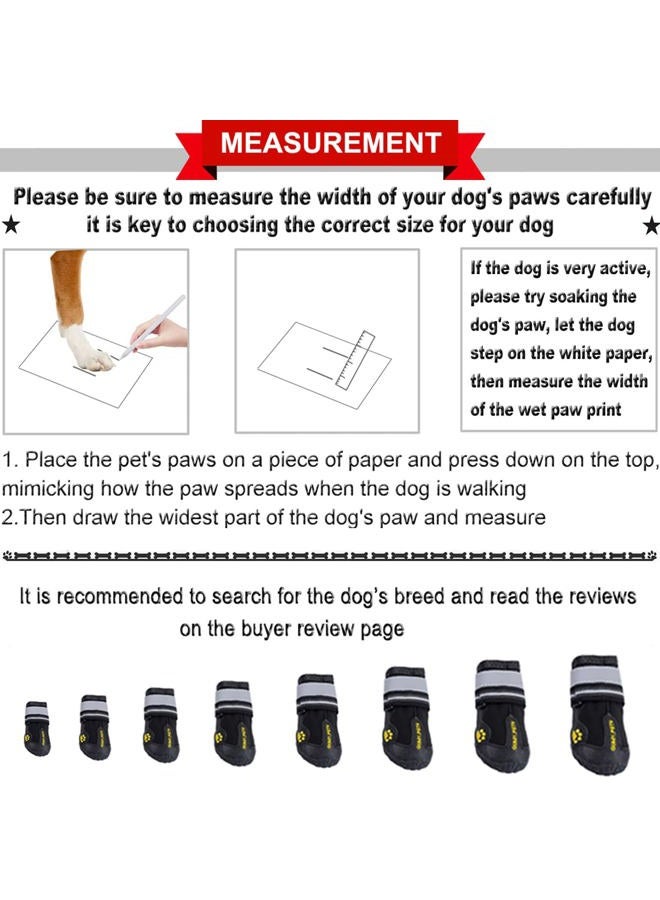 QUMY Dog Boots Waterproof Shoes For Large Dogs With Reflective Velcro Rugged Anti-Slip Sole Black 4PCS (Size 6: 2.9x2.5 Inch) - Image 2
